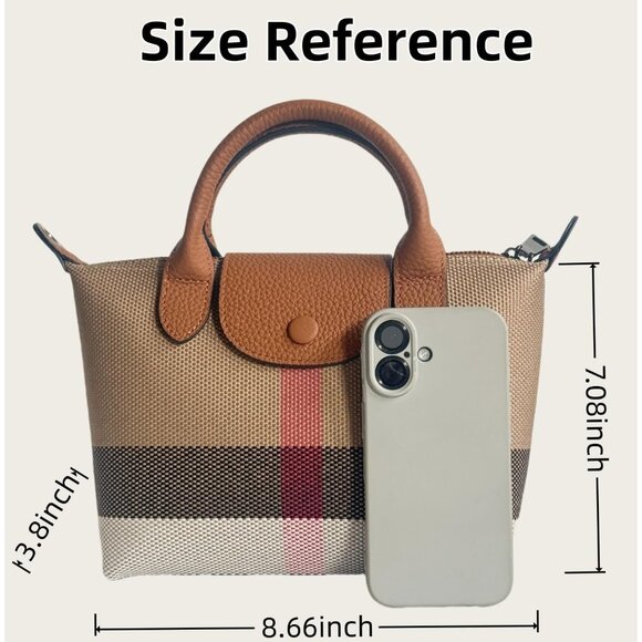 Women's Leather Canvas Shoulder Bag Top Handle Crossbody Purse Tote - Picture 2 of 9